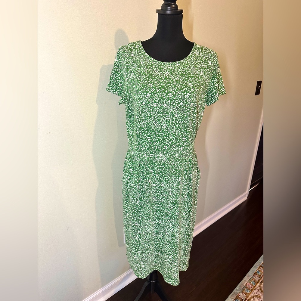 Boden Green and White Floral Dress